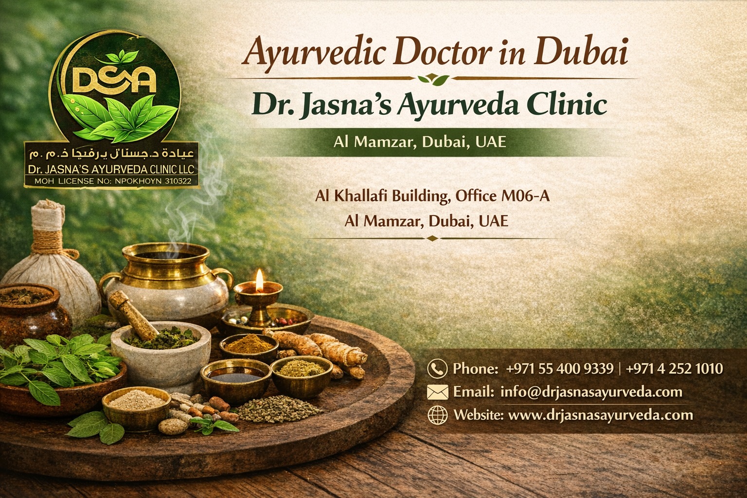 Ayurvedic Doctor in Dubai  Dr Jasna’s Ayurveda Clinic, Al Mamzar
