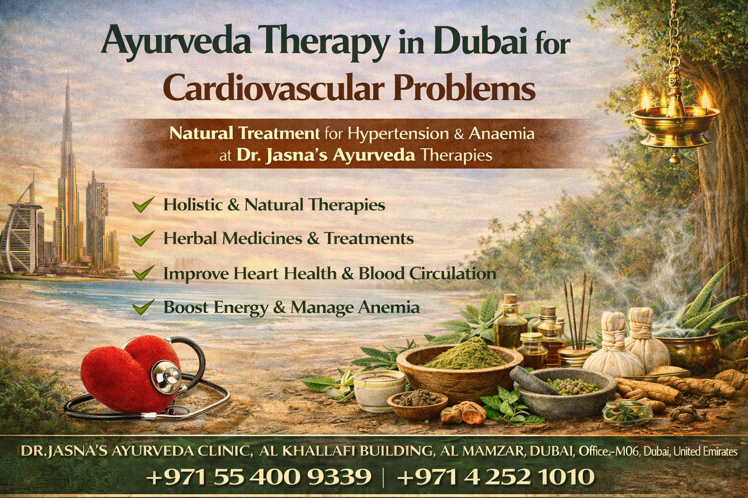 Ayurveda Therapy in Dubai for Cardiovascular Problems Natural Treatment for Hypertension & Anaemia at Dr. Jasna’s Ayurveda Therapies